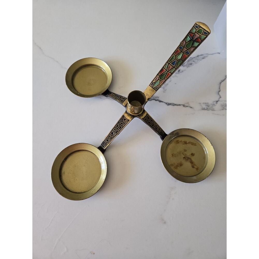 Vintage Jewish Candle Holder Brass The Guild Of Israeli Craftsmen